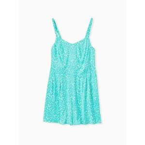 Torrid Teal Floral Challis Romper | Women's Plus size 5x Summer Romper